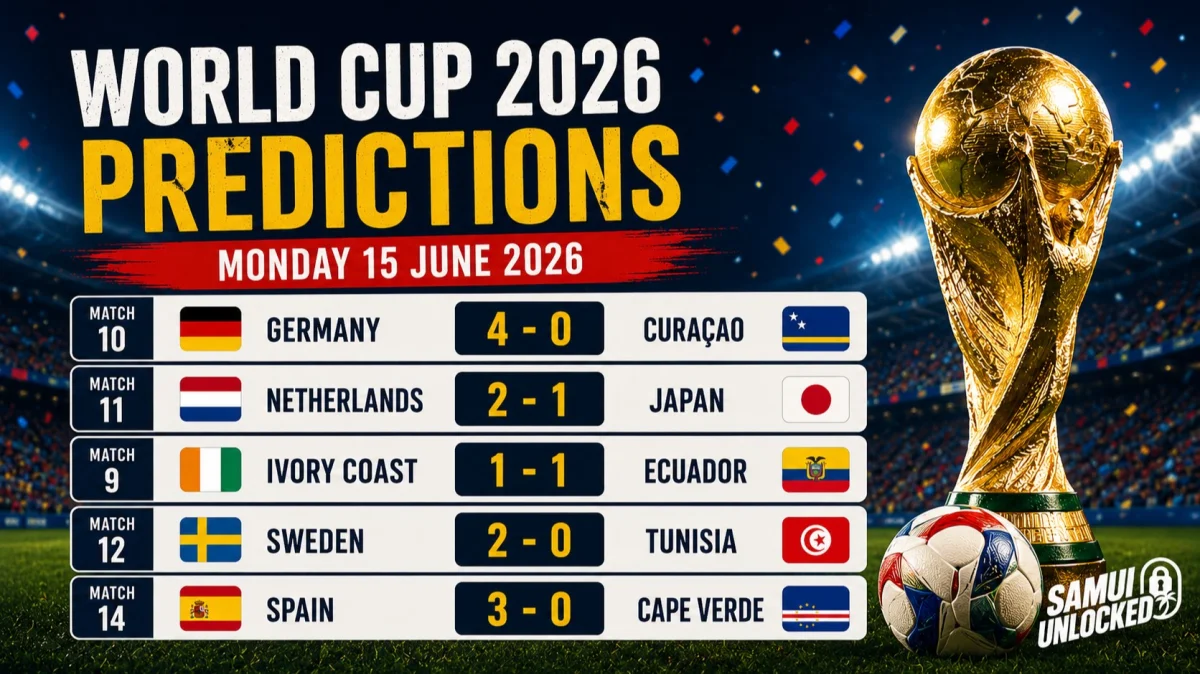 World Cup 2026 Predictions: Monday 15 June 2026
