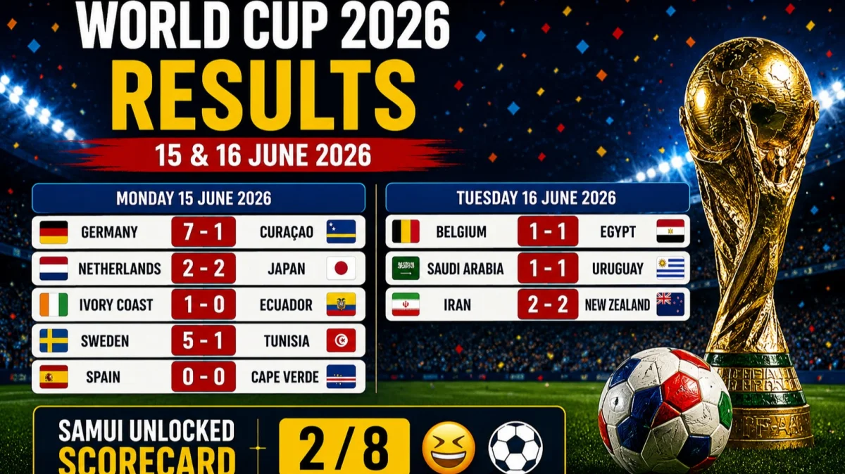 World Cup 2026 Results: 15 & 16 June 2026